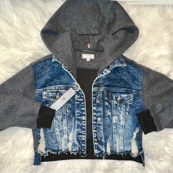 Tractr wool-blend Jean jacket hoodie- oversized hood - Picture 2 of 8